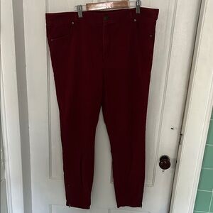 Loft Burgundy ‘Legging’ Pants with Ankle Zipper Details